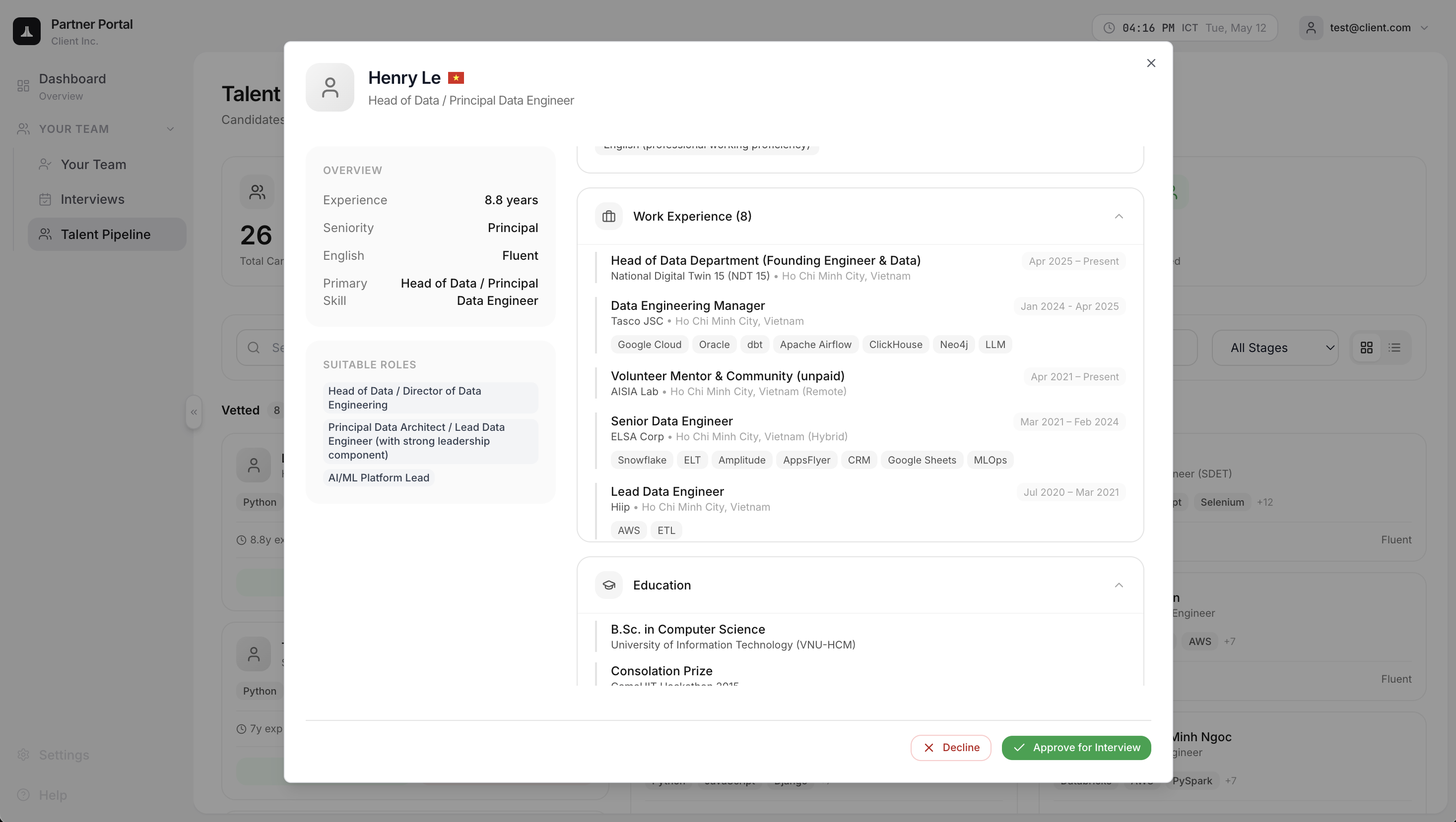 Curated profiles, ready to review
