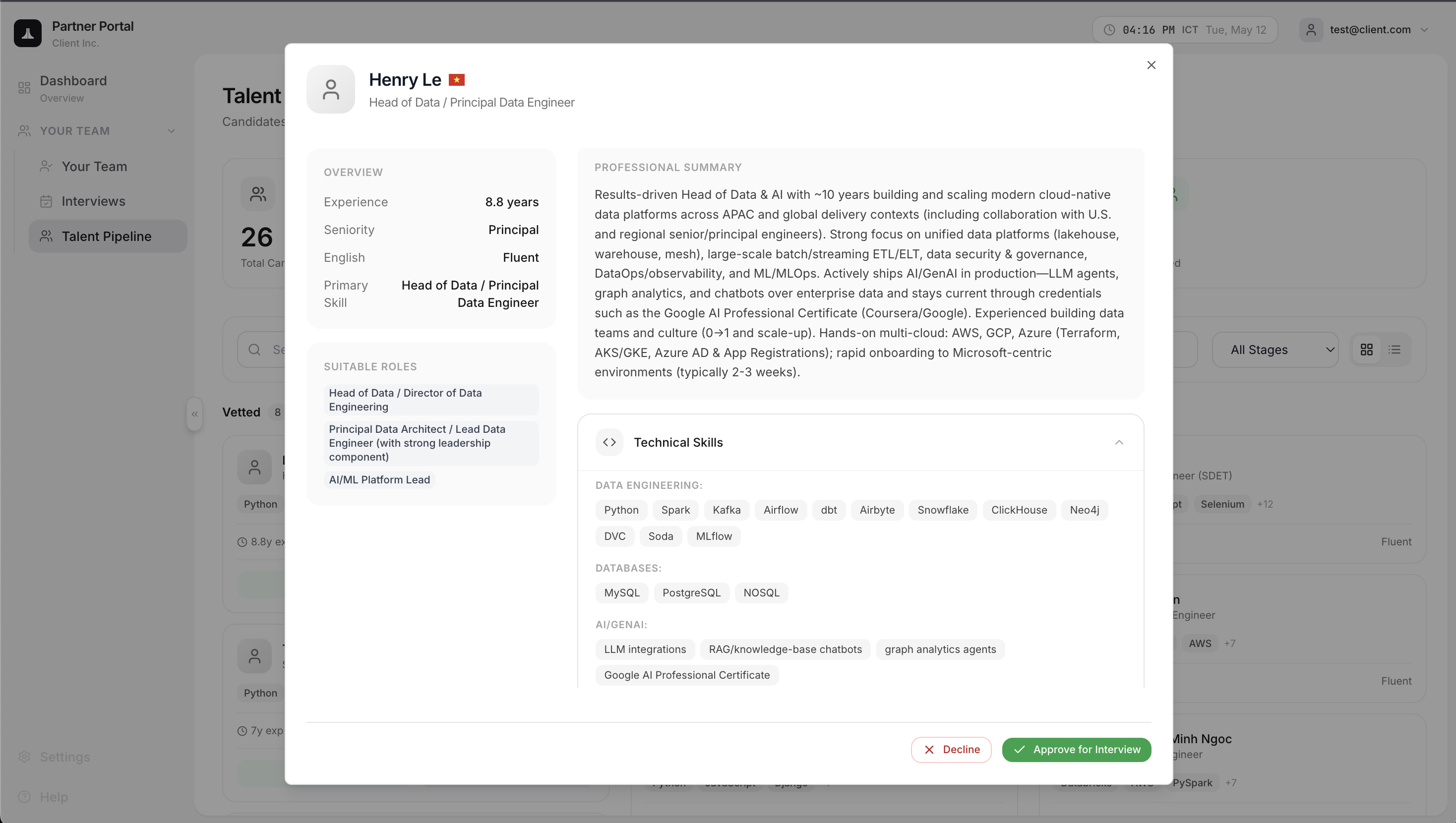 Curated profiles, ready to review