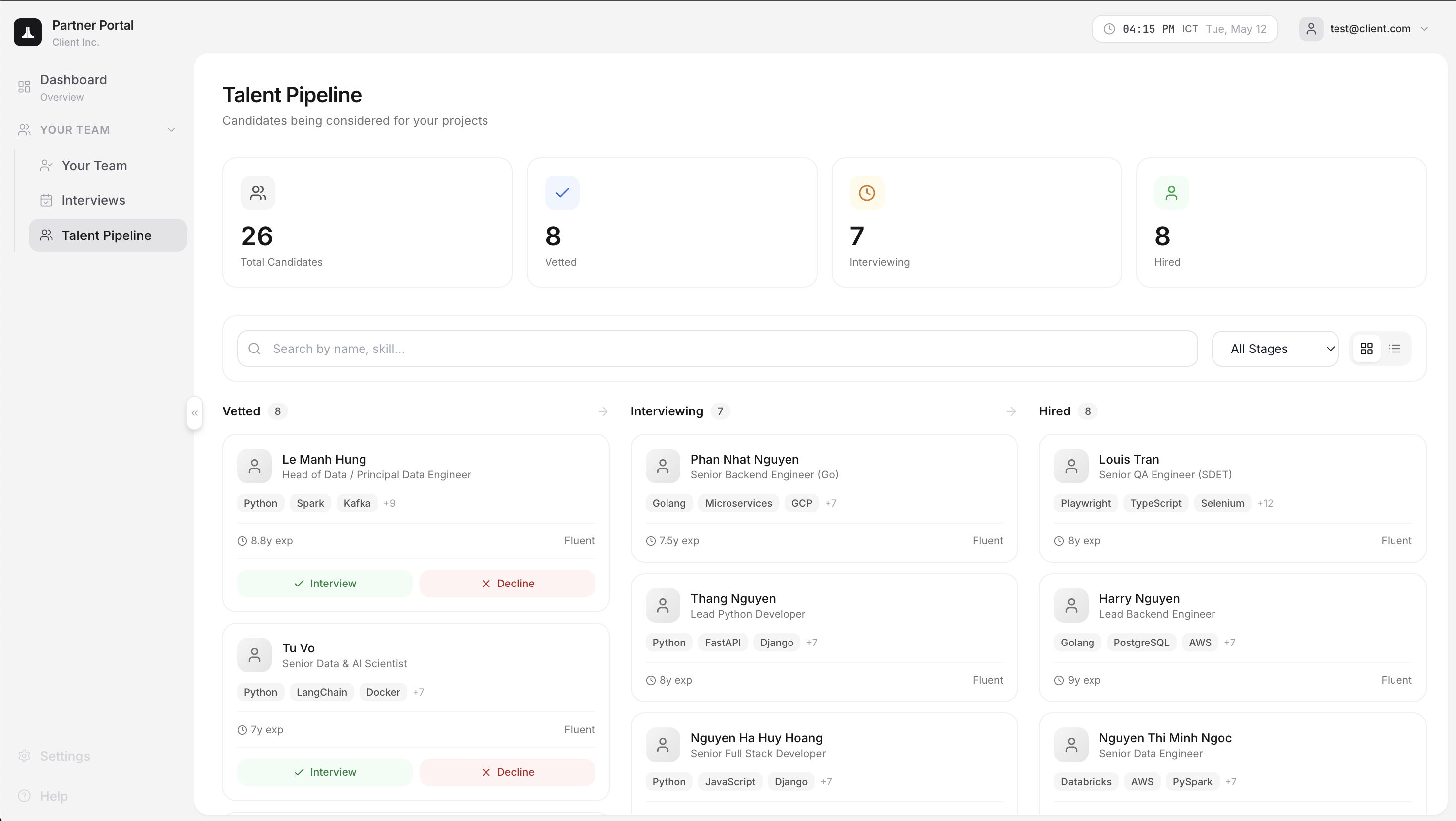 Curated profiles, ready to review